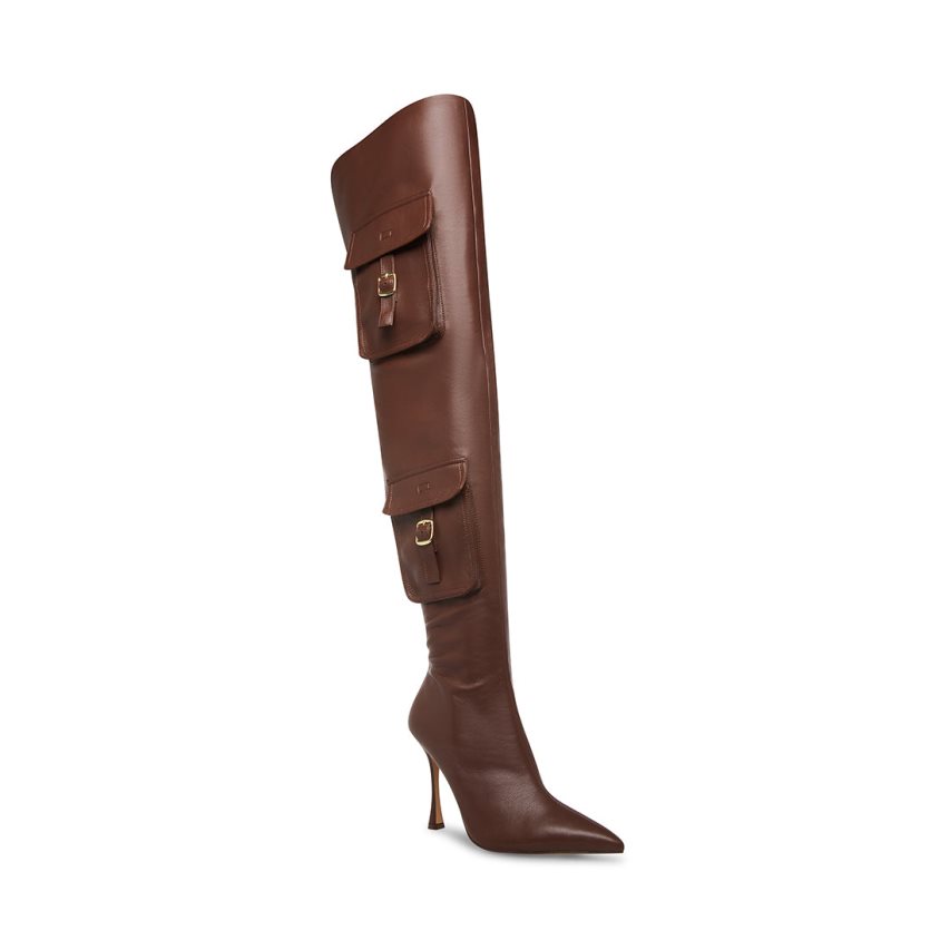 Dark Brown Steve Madden Brittany Women's Knee-high Boots | PH 9683IQZ